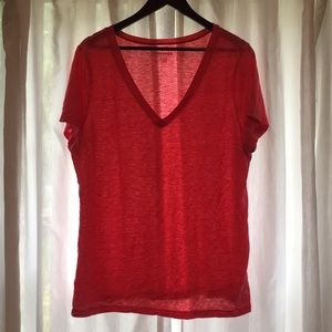 Coral/Pink v-neck tee